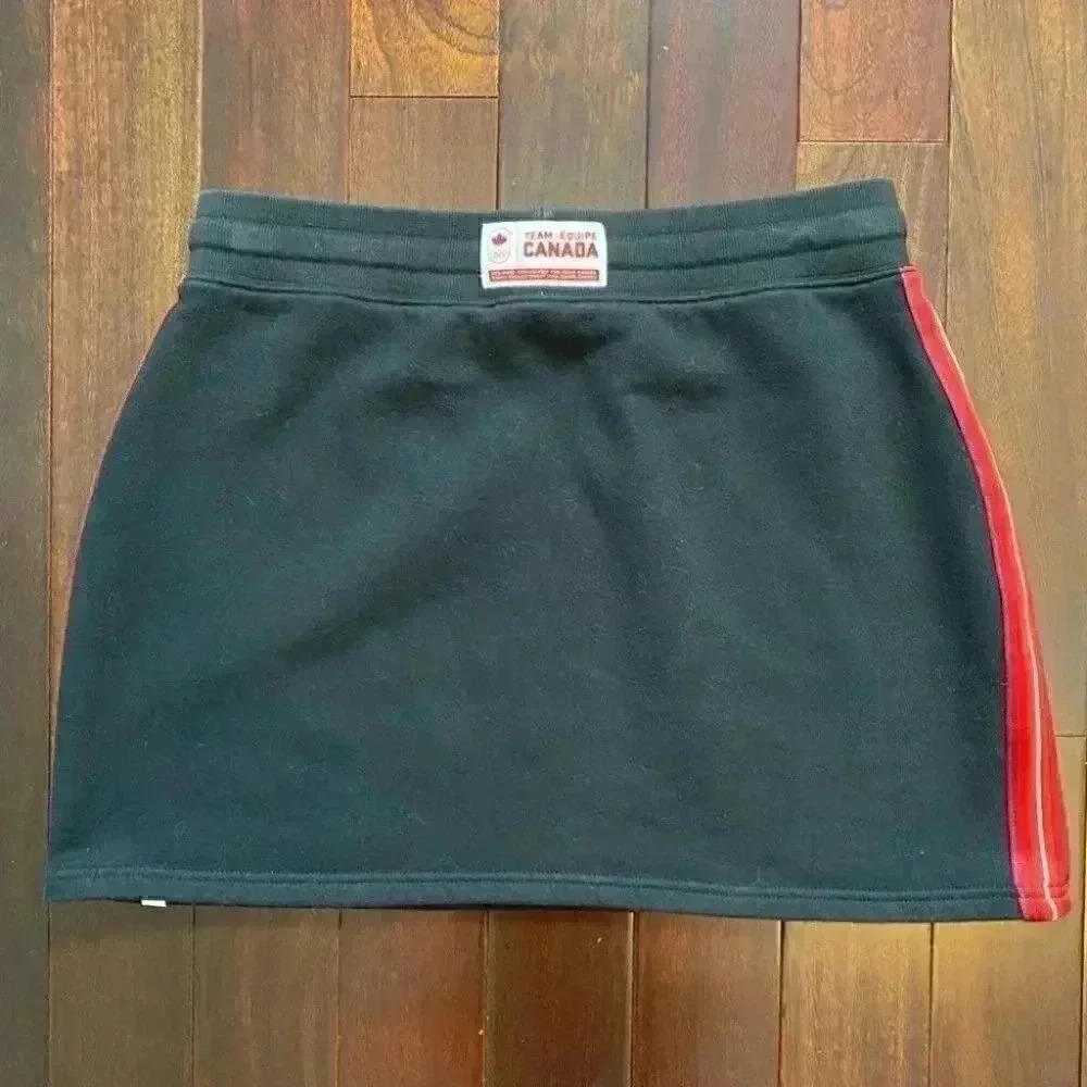 HBC Mini Skirt Fleece Team Canada Olympic Apparel Black Red Side Stripes Medium - Picture 13 of 14